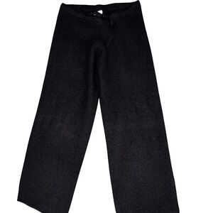 FRONTGATE 100% Cashmere Tie Waist Capri Pants S/M Black Loungewear Wide Leg